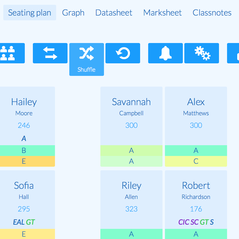 Online seating plans - shuffle
                        tool